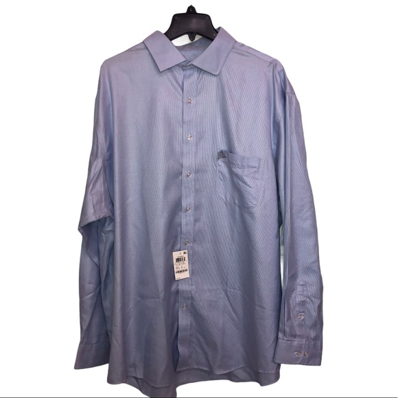 Tasso ELBA Mens Blue Houndstooth Twill Dress Shirt